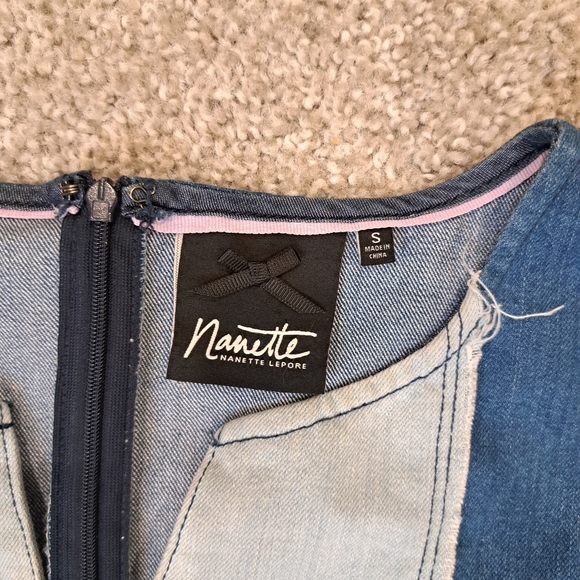 Y2k Vintage Nanette Lepore Patchwork Denim Sleeveless Dress Size SmallY2k Brit - Picture 4 of 4
